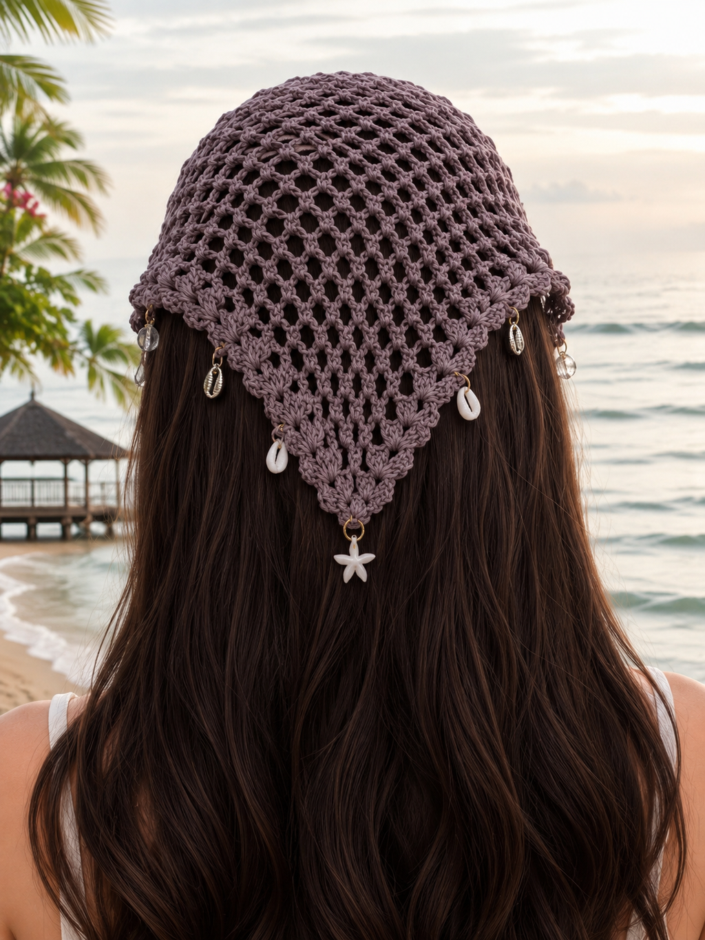 Handmade Crochet Mesh Triangle Scarf