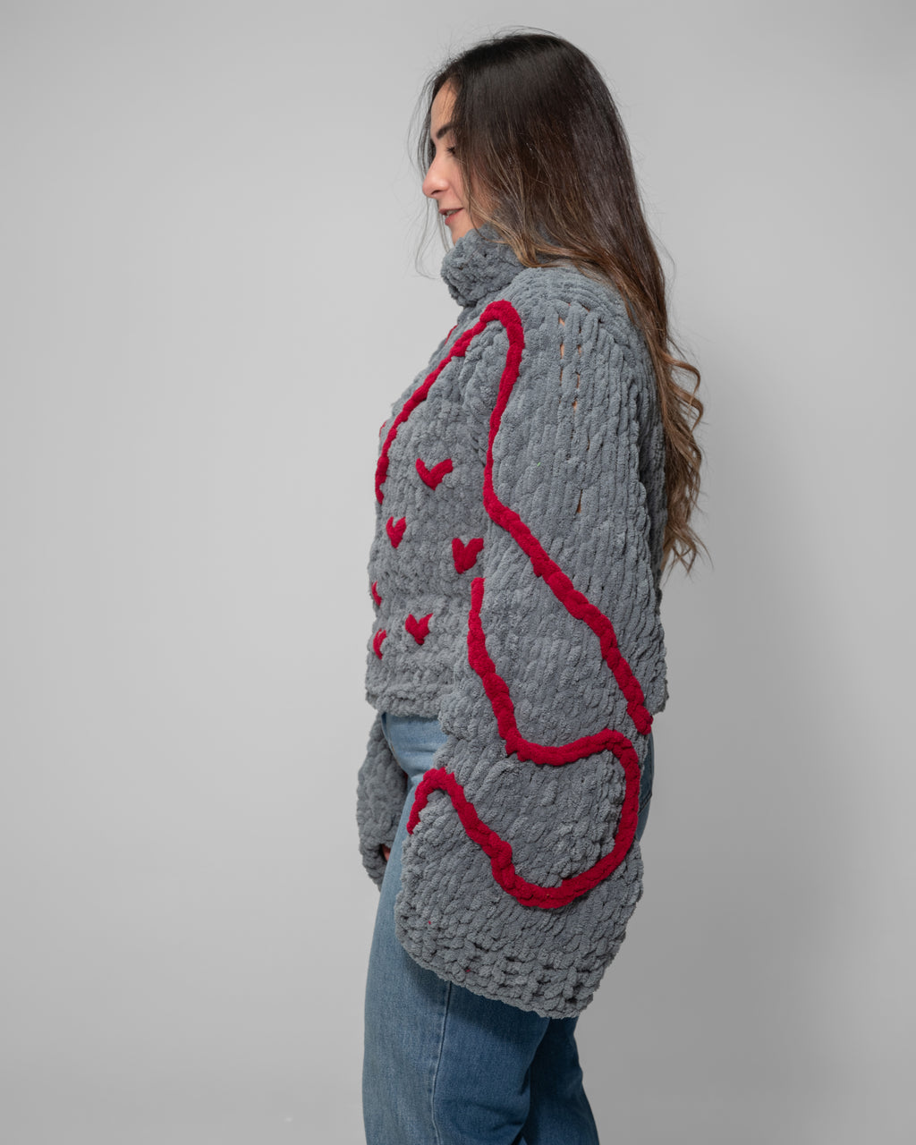 Heartline Cozy Fluffy Sweater – Handcrafted Edition