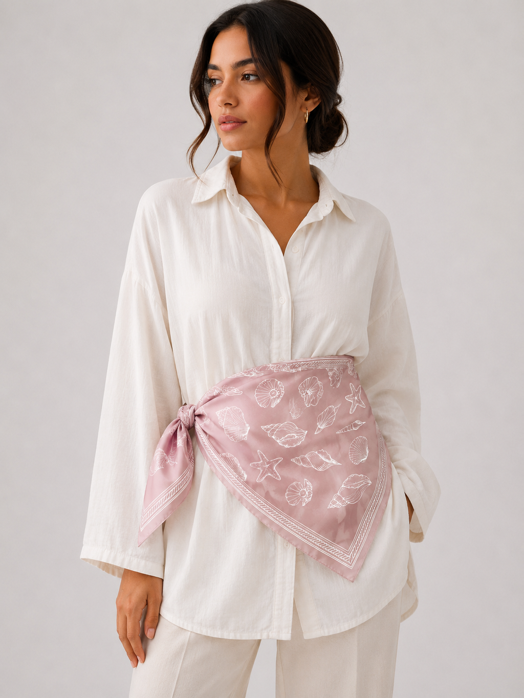 Powder-pink Satin scarf