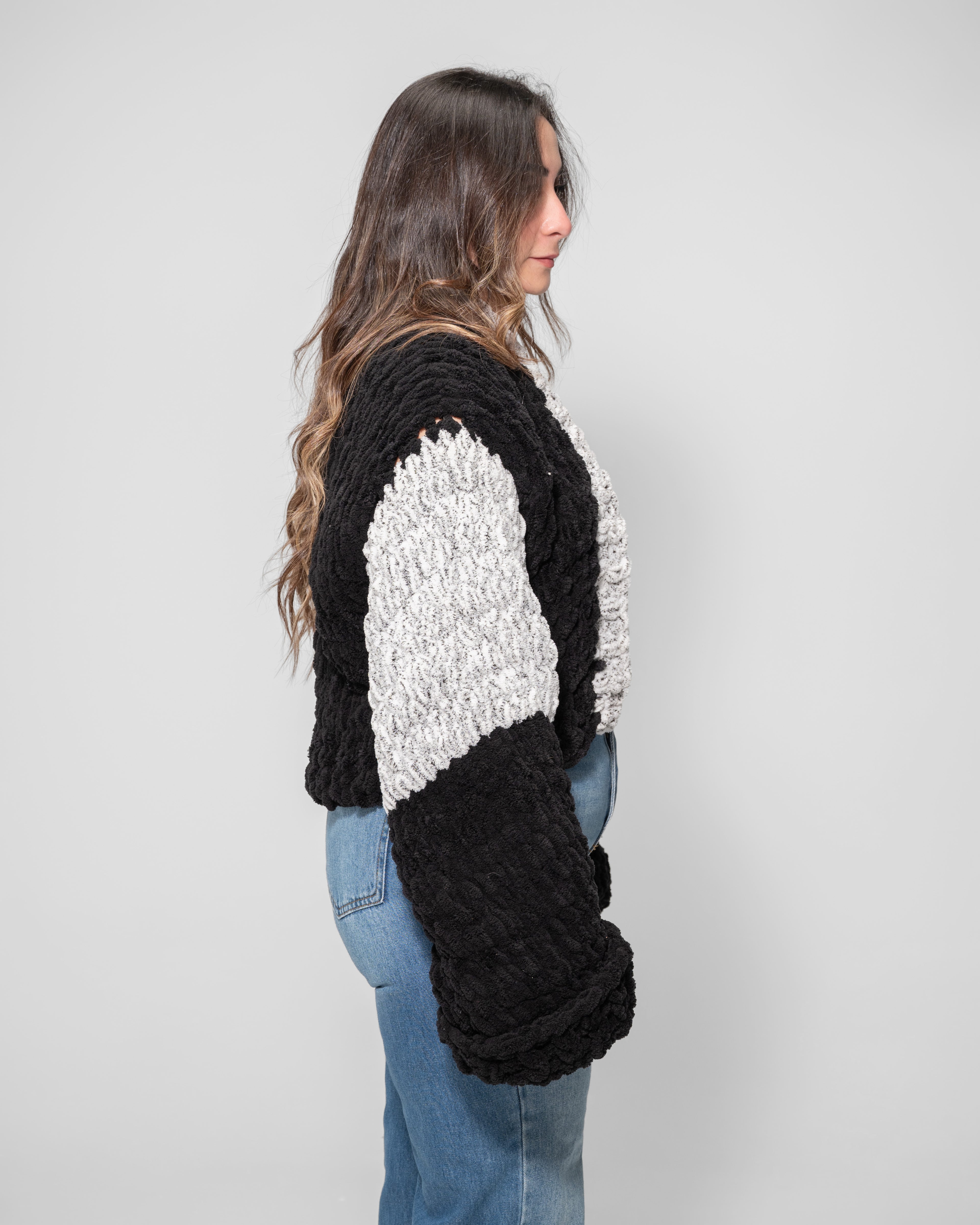 Twotone cropped cardigan