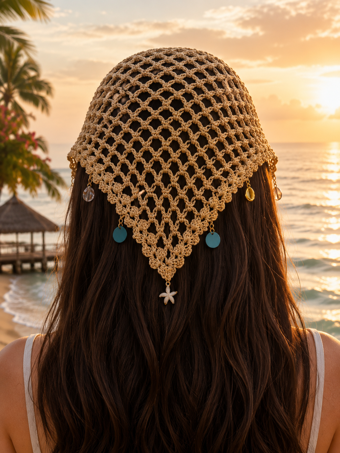 Handmade Crochet Mesh Triangle Scarf