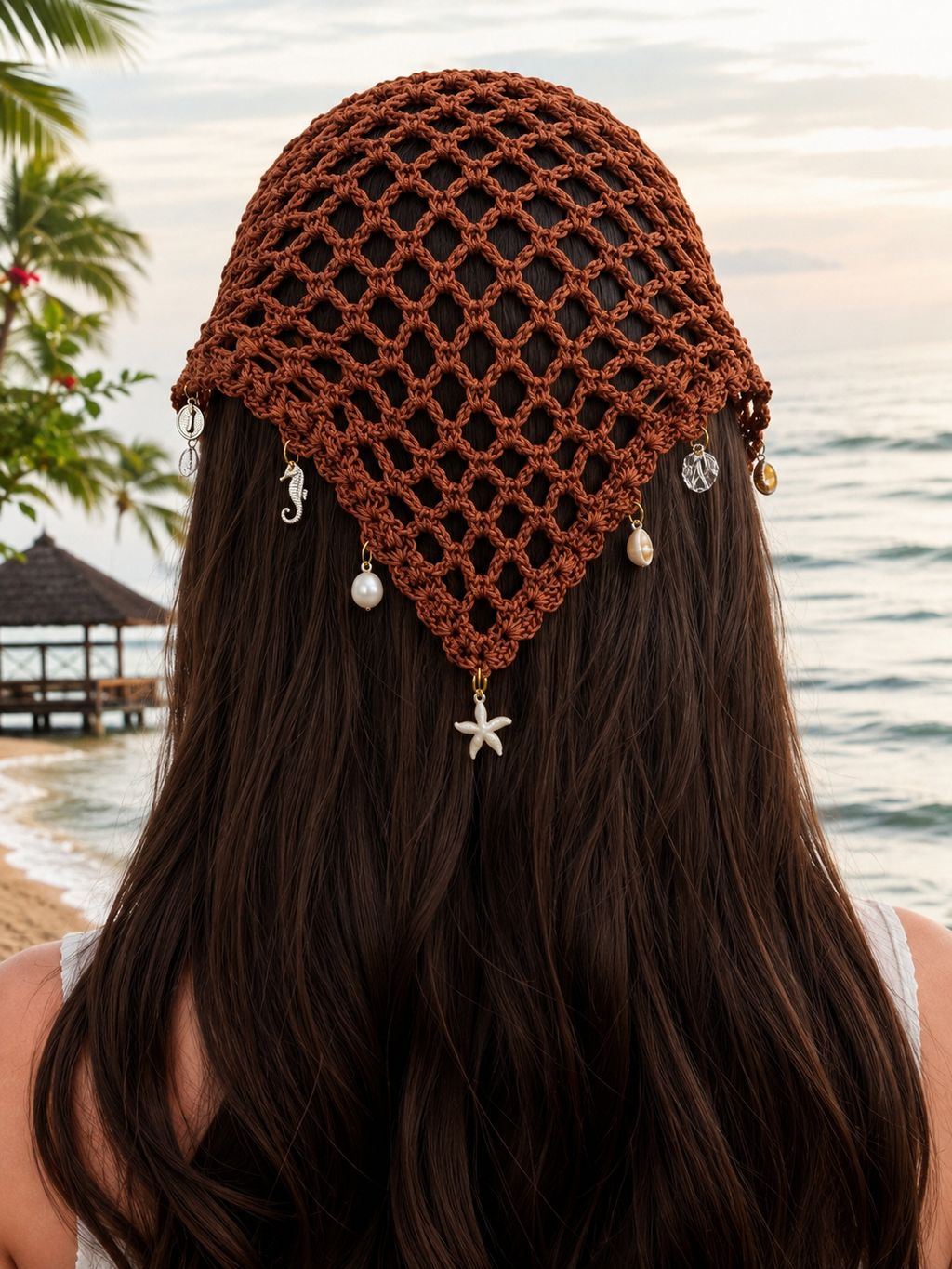 Handmade Crochet Mesh Triangle Scarf