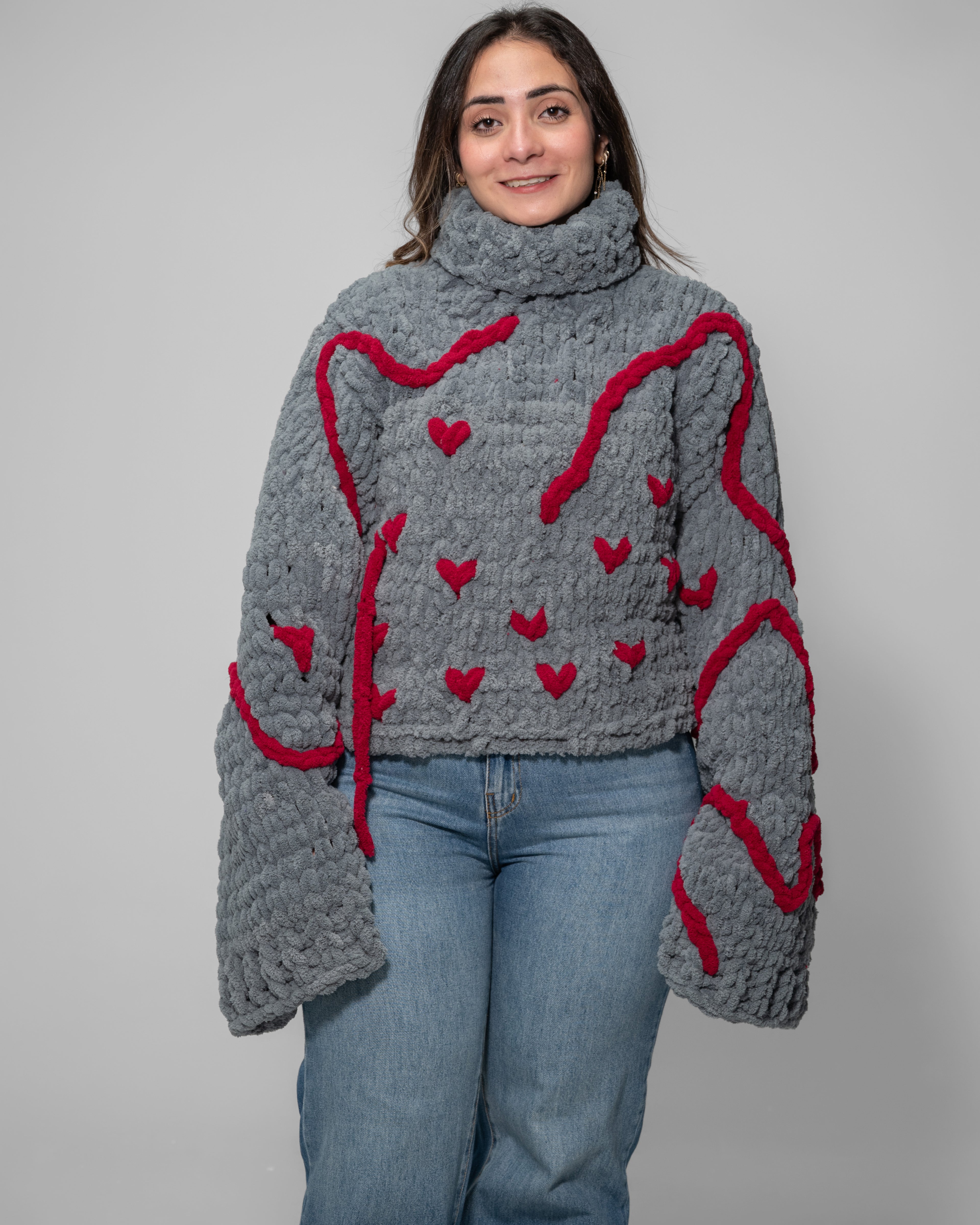 Heartline Cozy Fluffy Sweater – Handcrafted Edition