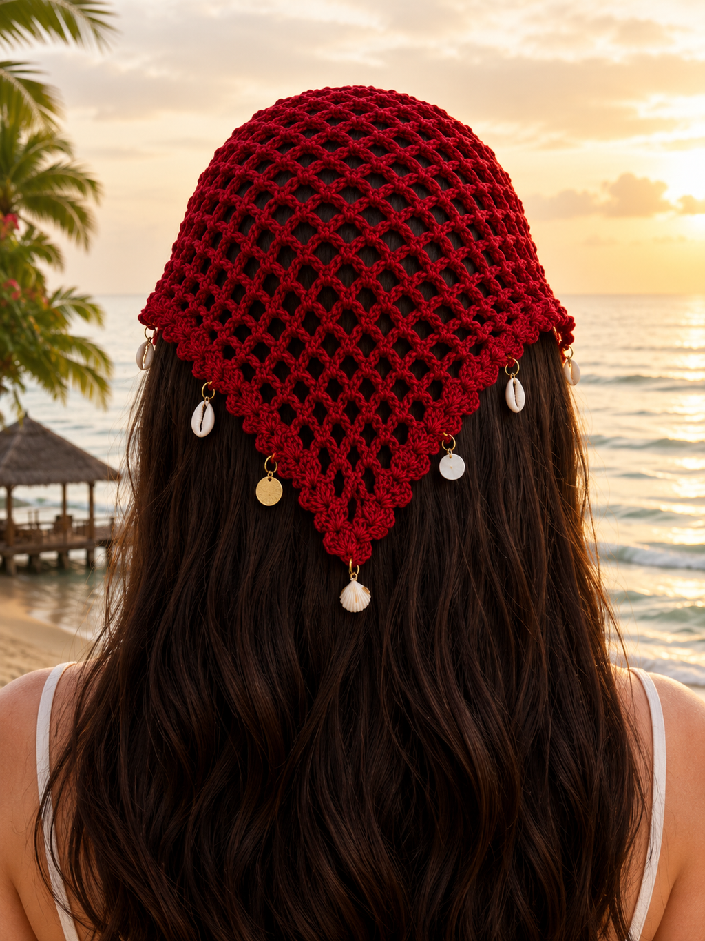 Handmade Crochet Mesh Triangle Scarf