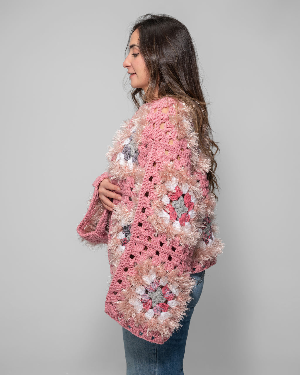 Rosé Bloom Crochet Jacket
