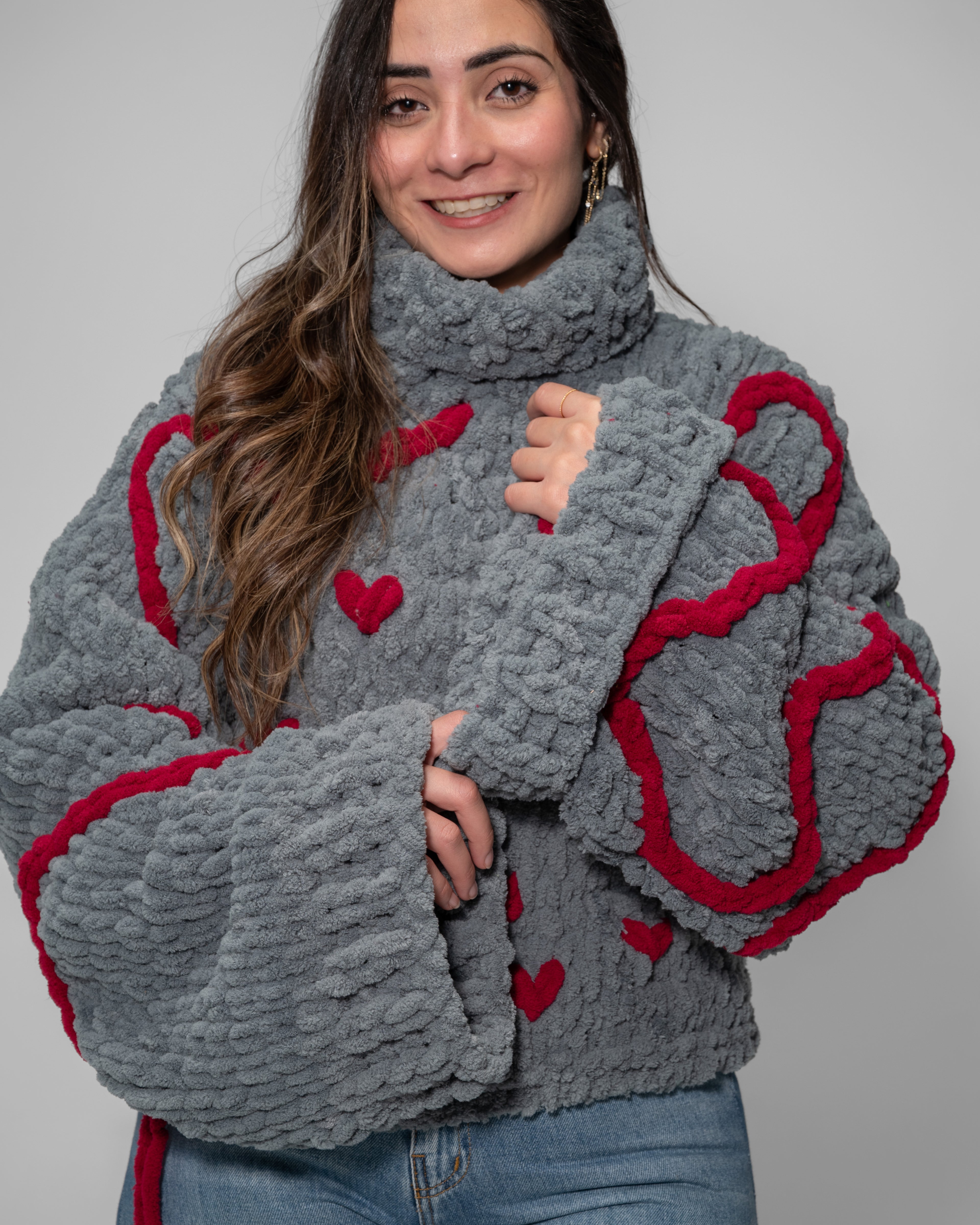 Heartline Cozy Fluffy Sweater – Handcrafted Edition
