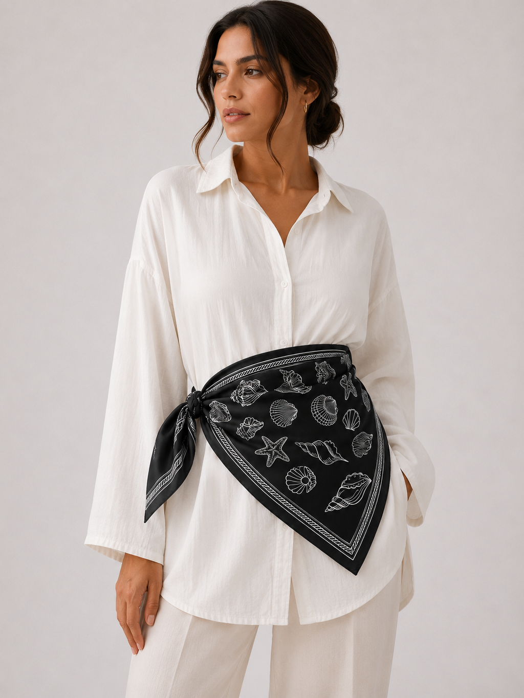 Black satin scarf