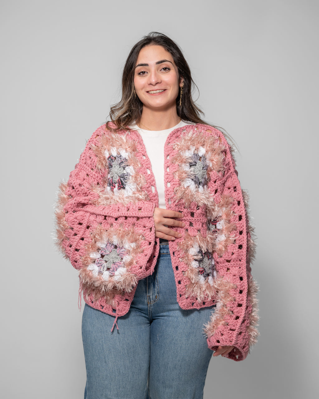 Rosé Bloom Crochet Jacket