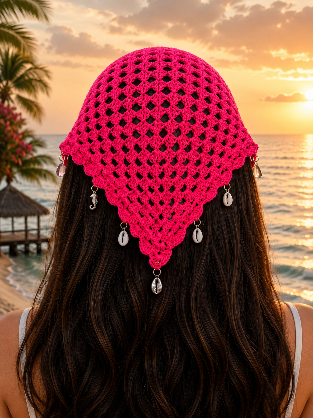 Handmade Crochet Mesh Triangle Scarf