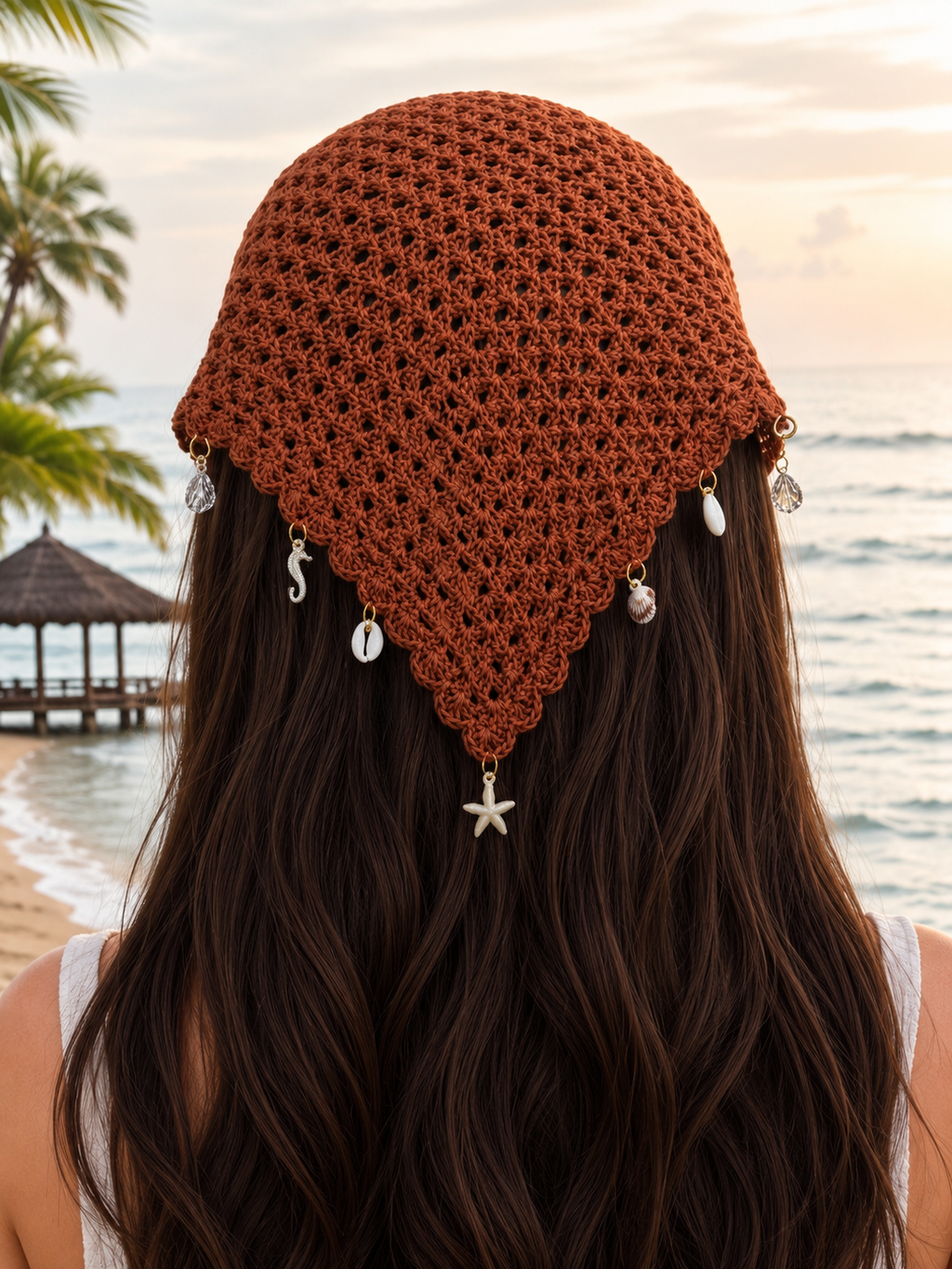 Handmade Crochet Mesh Triangle Scarf