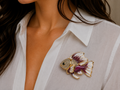 Purple fish brooch
