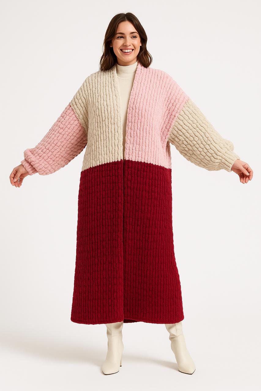 Long oversized maroon blover